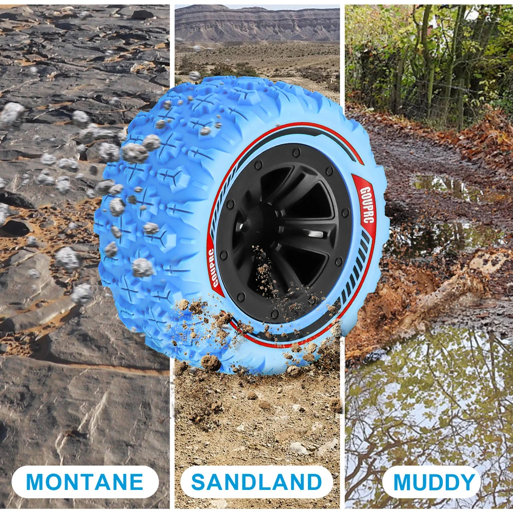 4Pcs 12mm Hex RC Wheel Tires Set Swamp Claw Mud Terrain Tires Wheels Tires for 1/14 1/16 RC Car Crawler Buggy Truck