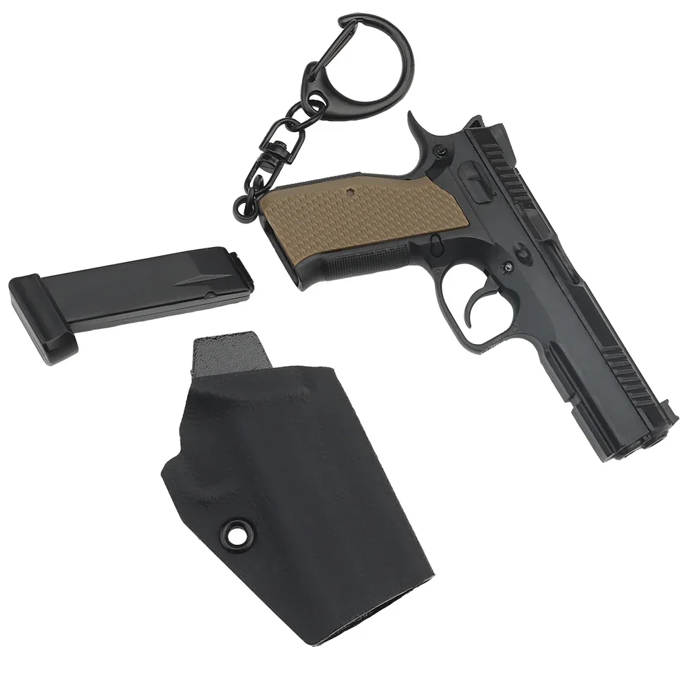 Keychain Set Plastic 1:4 Cz Shadow 2 Mini Pistol Gun Holster Shape Key Ring Gift with Movable Lever and Mag view 5