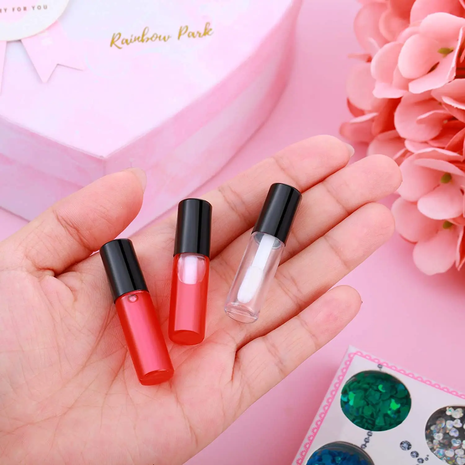 45pcs 1.2ML Clear Mini Lip Gloss Tube Refillable Empty Lip Balm Gloss Bottles Transparent Containers for Women Girls DIY Makeup