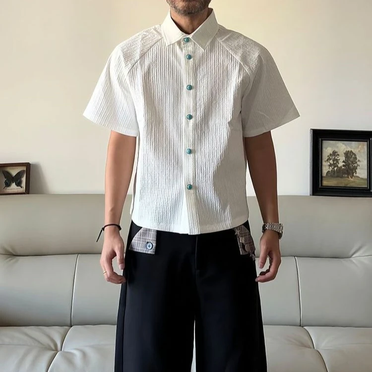 Short-sleeved Shirts, Men's Summer Pleats, Textures, Sunscreen Shirts, Jackets, Short-sleeved T-shirts