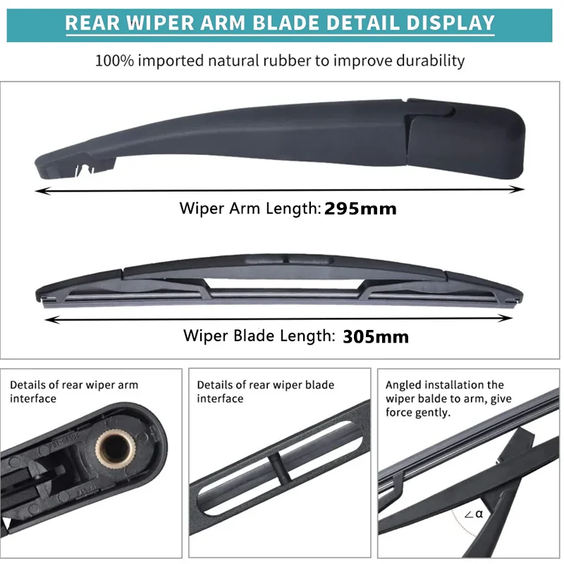 Rear Wiper Blade and Arm for Nissan Qashqai J10 J11 2006-2020 Rogue Pathfinder Windshield Back Wiper Blade Arm 28780-3JA0A