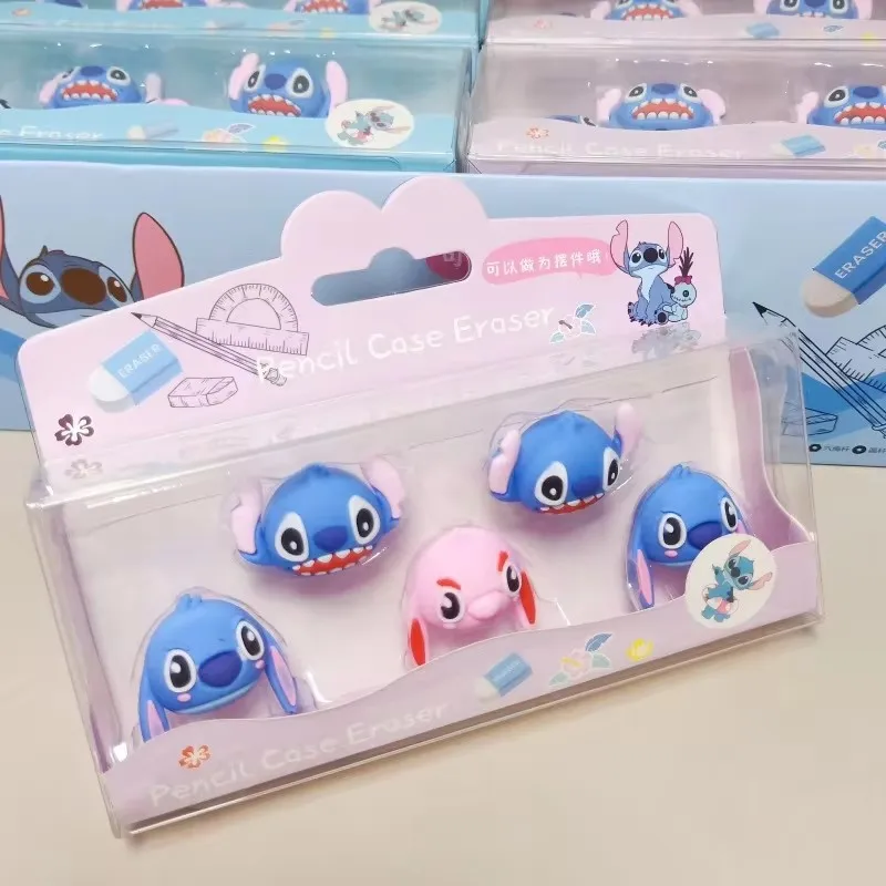 24pcs Disney anime Lilo and Stitch pencil case eraser kawaii pencil eraser student stationery gift pen cap chip remover wholesal