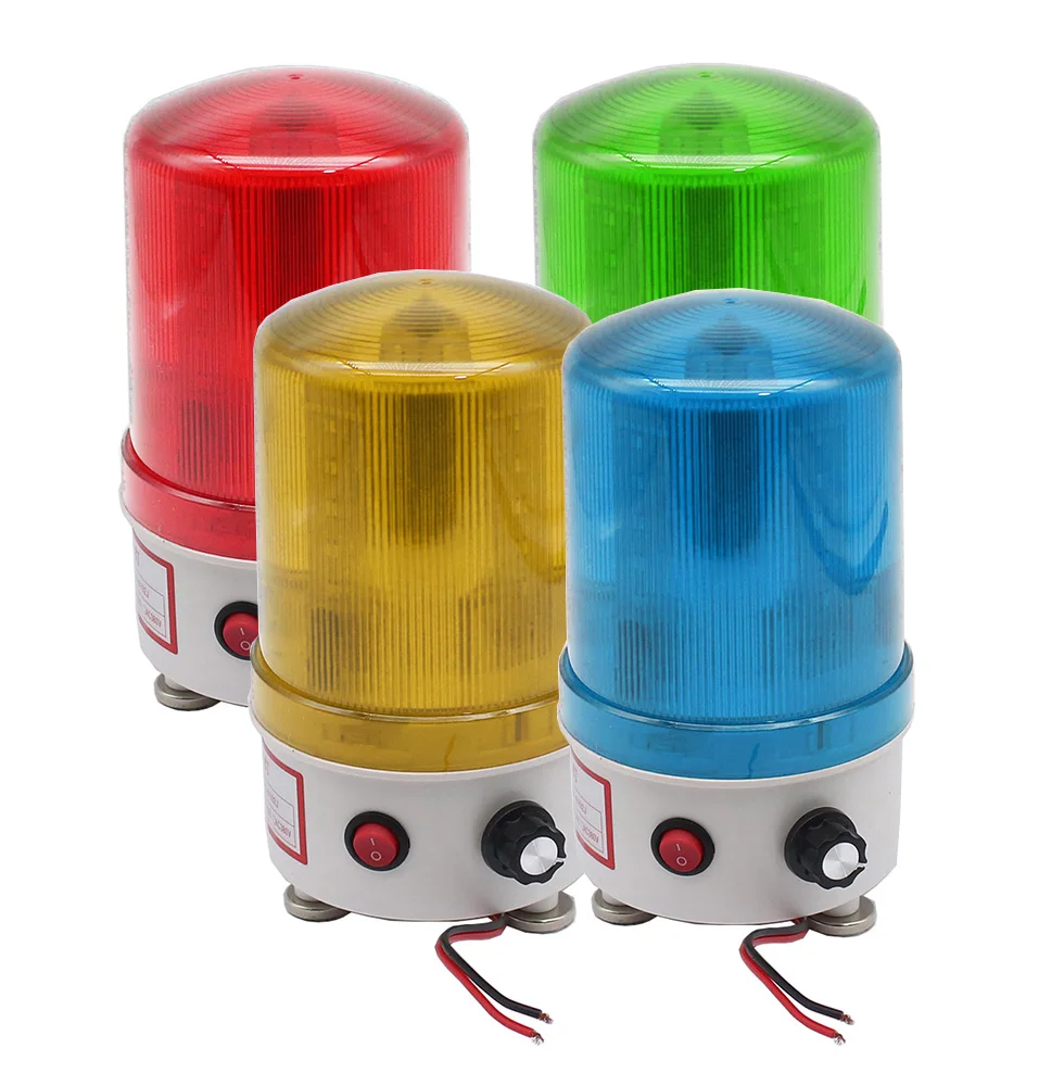 New Sound and Light Alarm 220V/24V/12V Rotary Warning Light Adjustable Volume LED Sound and Light Integrated Alarm Indicator Lig