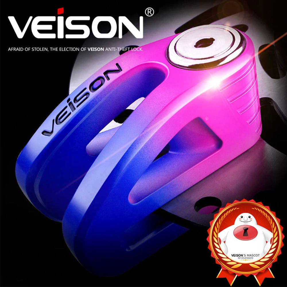 VEISON Motorcycle Lock Waterproof Padlock Motocross Lock Bicycle Motorcycle Brake Safety Disc Lock Anti-theft Multi Color