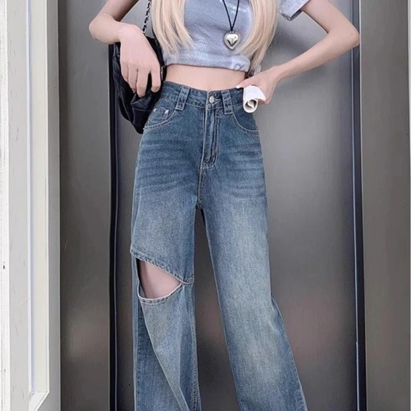

Woman Jeans Summer Loosefit Denim Pants for Women Shiny Clothes Grunge Y2k Wholesale Emo Stylish Aesthetic Teenagers Trousers
