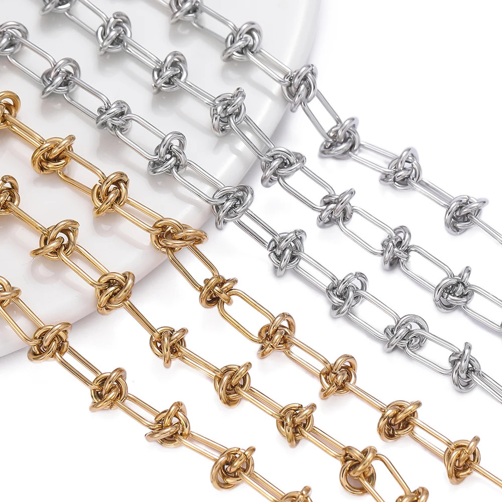 

1 Meter Stainless Steel Gold Color Chunky Knot Big Chains for DIY Necklaces Findings Bracelets Supplies Jewelry Making