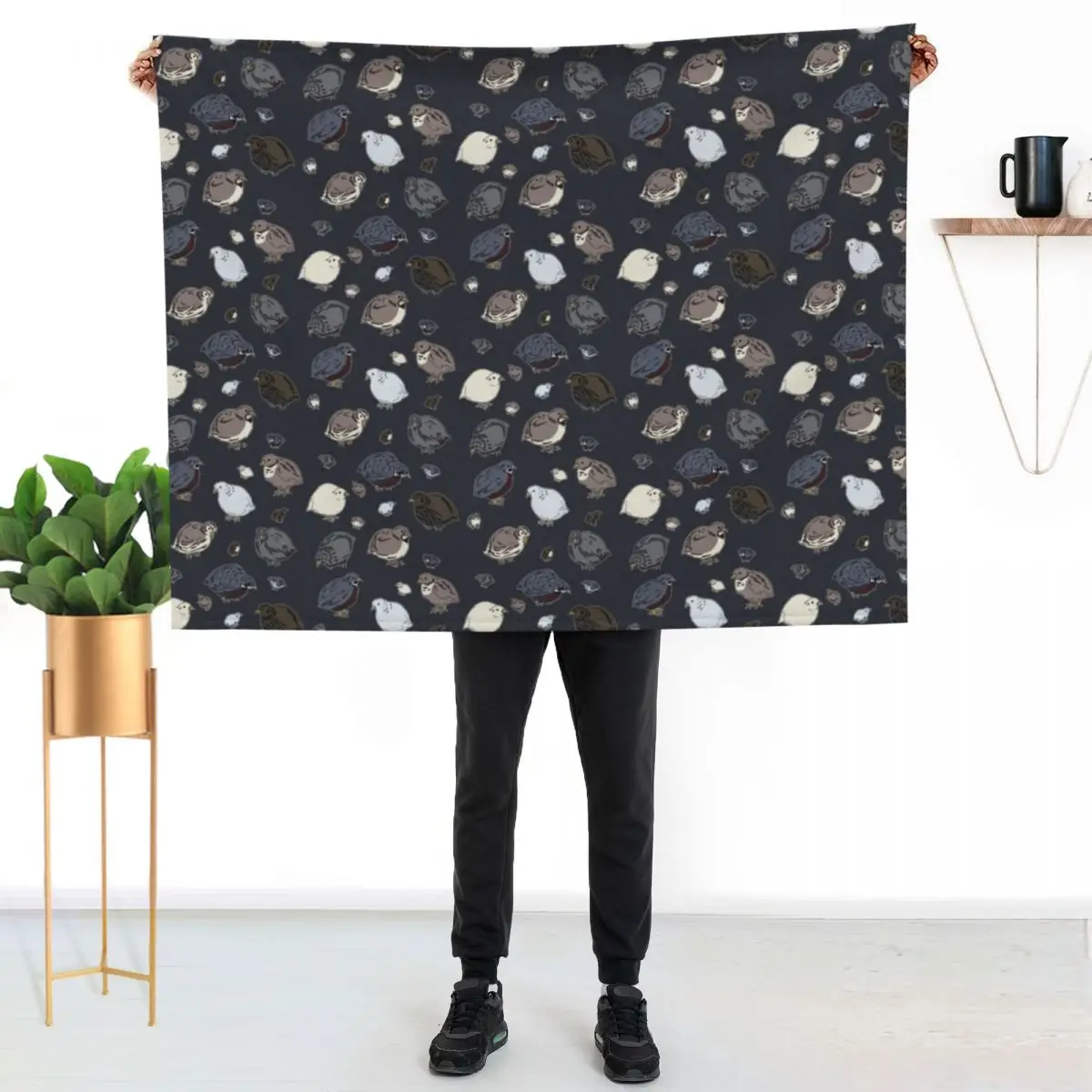 Button Quail Pattern Throw Blanket Multi Purpose Soft Warm Blanket for Home Travel
