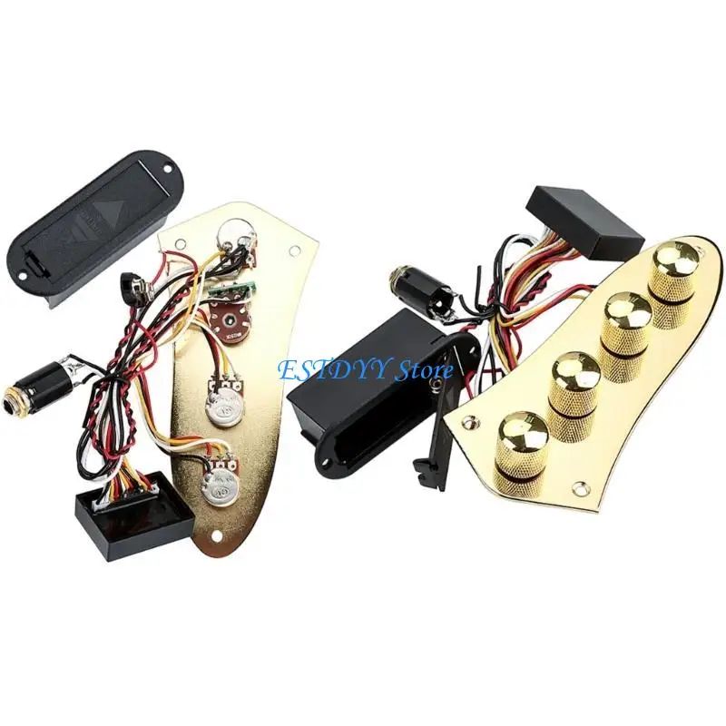 G6DE Guitar Control Plate Set Mounting Plate Prewired 4 Way Loaded Switch Wiring Harness Knobs with Mounting Screws Ferrules