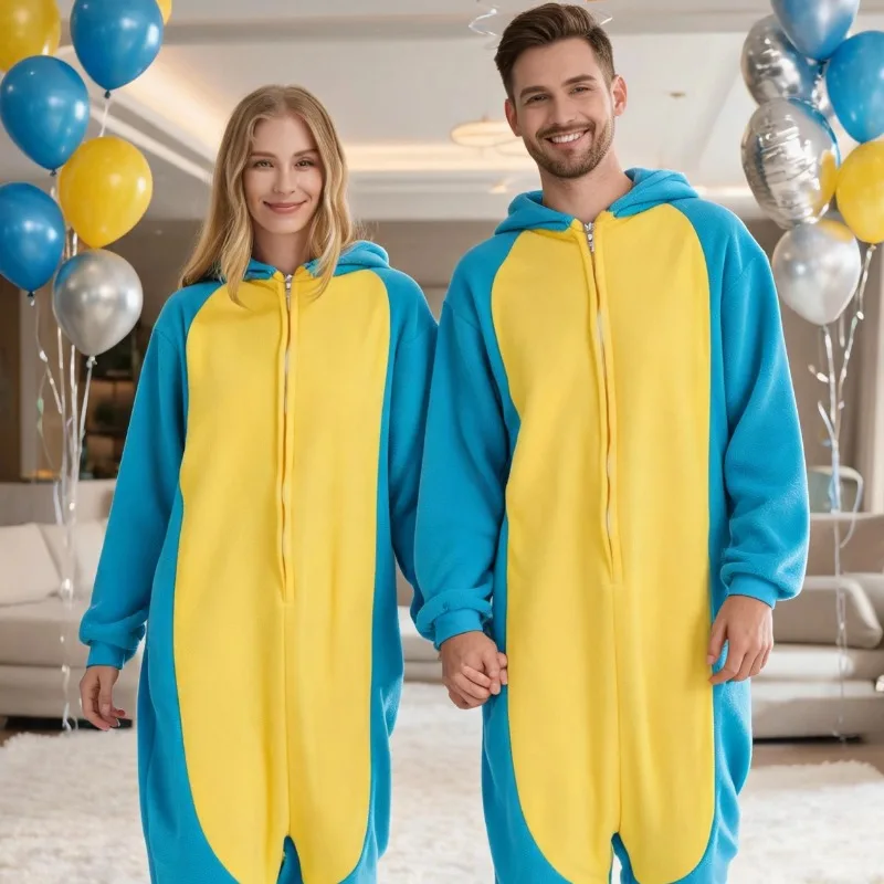 Blue Christmas Onesie Animal Pajamas Funny Halloween Jumpsuit Men's Costume Kigugumi Wearable Outdoor Indoor Fun Outfit