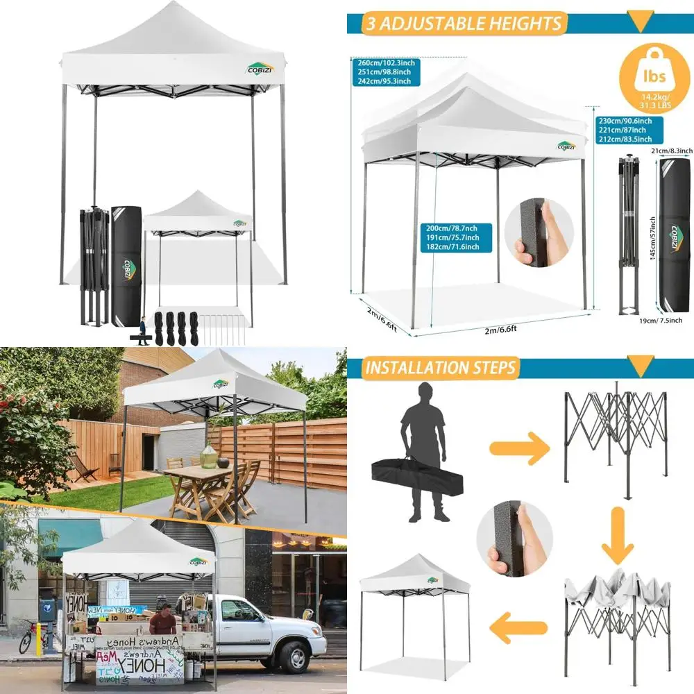 

Heavy-Duty 6.6x6.6 Outdoor Pop-Up Canopy with UPF 50+, All-Season Wind & Waterproof, Ideal for Commercial and Party Events