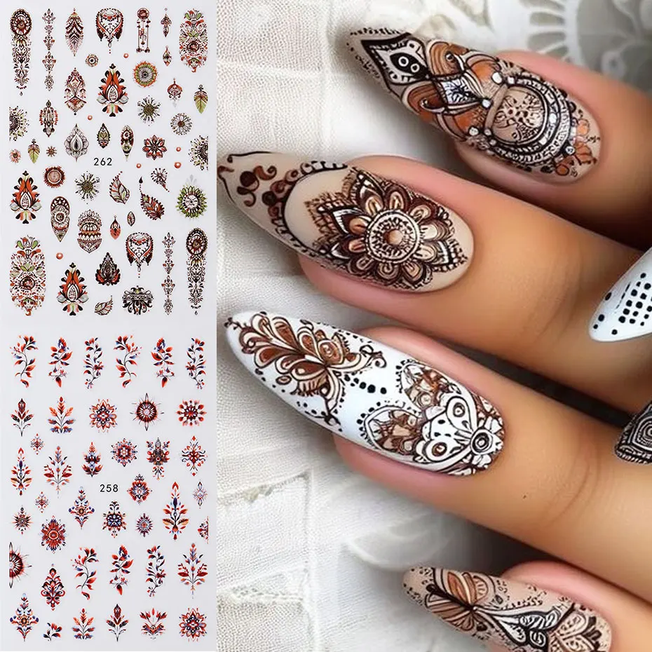 2/3pc 3D Retro Bohemian Totem Nail Art Sticker Elegant Dream Catcher Butterfly Slider For Nails Vintage Self-Adhesive Nail Decal