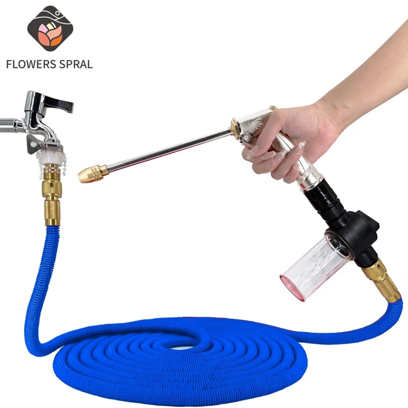 

High Pressure Garden Water Hose Expandable Double Metal Connector Pvc Reel Magic Water Pipes for Garden Farm Irrigation Car Wash