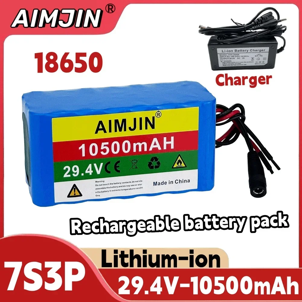 

7S3P 18650 battery pack 29.4V 10500mAh lithium-ion rechargeable battery suitable for electric bicycle with 29.4V charger