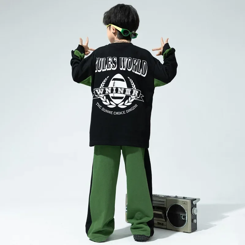 Ragazzi Moderni Abiti da ballo Hip Hop Lettera Stampa Patchwork Felpa Pantalone casual Set Ragazze Jazz Dance Performance Wear Streetwear