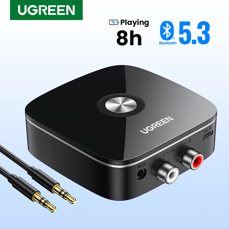 UGREEN AUX RCA Bluetooth Receiver Adapter for Home Stereo System, HiFi 3.5mm RCA Bluetooth Adapter for Old Stereo Receiver 