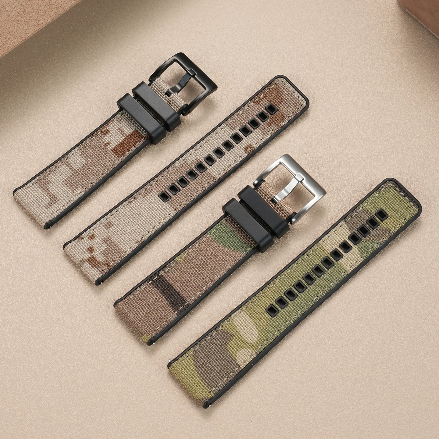 Quality camouflage colour Sailcloth Watch Strap 24mm 22mm Band Waterproof Fabric Watchband Quick Release for Panerai Breitling