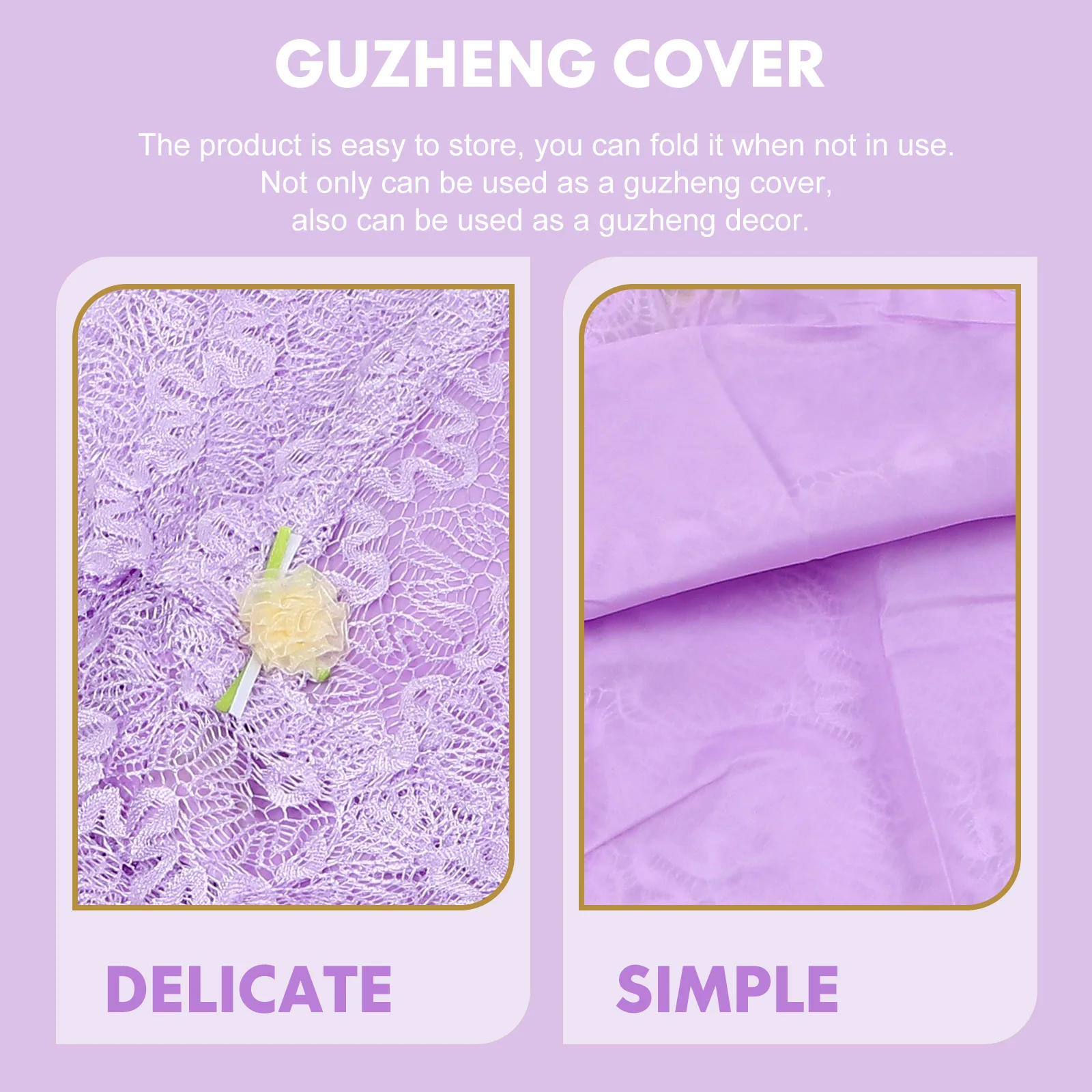 

Guzheng Cover Household Sewing Dust Fabric Multicolor Lace Flower for Instrument Accessories