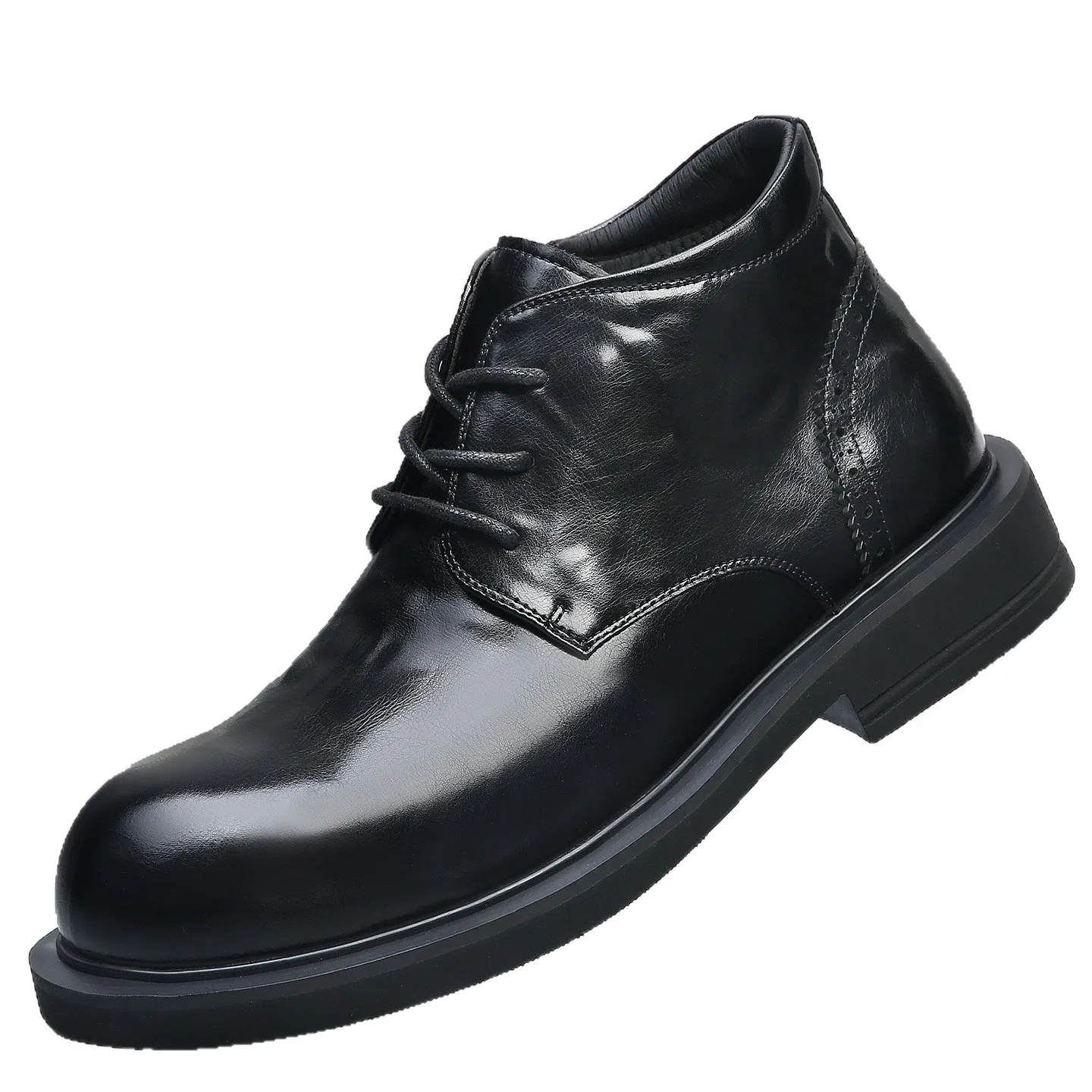 

Autumn Winter Lace Cow Leather Boots for Men New Designer Fashion Casual Ankle Boots Male High Quality Platform Shoes Man