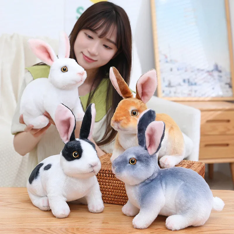 Simulation Kawaii Long Ears Realistic Rabbit Plush Toy Lifelike Animal Stuffed Doll Toys for Kids Girls Birthday Gift Room Decor