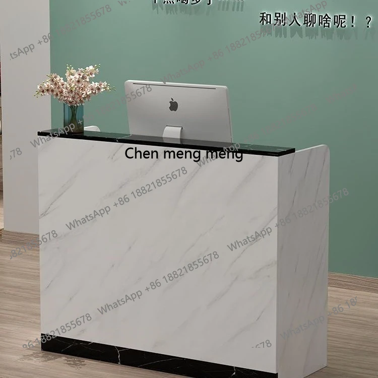 X مكتب الاستقبال، صفحة الخروج لصالون التجميل، متجر طلاء صغير، طاولة حديثة وبسيطة