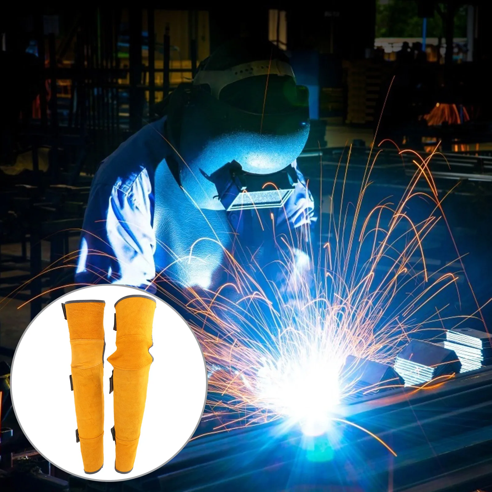 

1pcs 1 Pair Anti-scald Cowhide Knee Pads Welding Spats Leg Protectors Heat Resistant Flame Retardant Electric Welding
