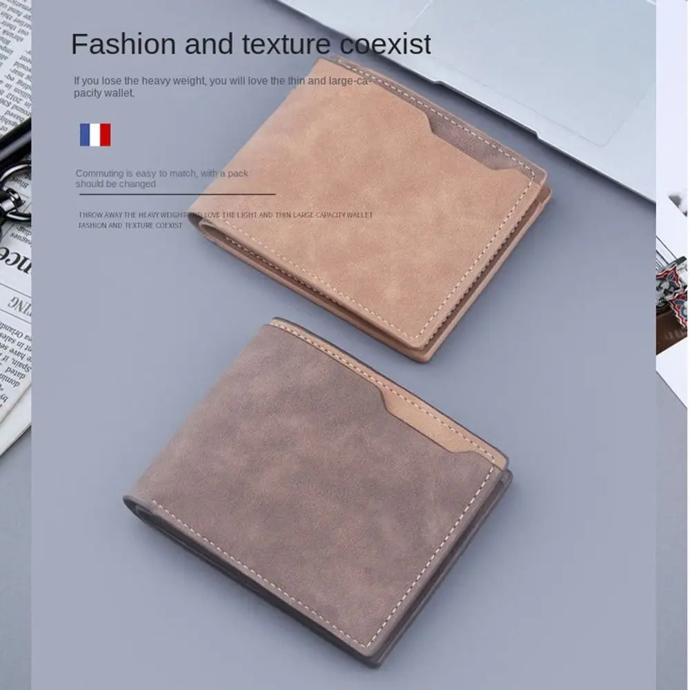 Dull Polish Three Fold Purse Portable Multi-position Classic Male Leather Purse Multi-function Retro Men's Short Wallet Travel