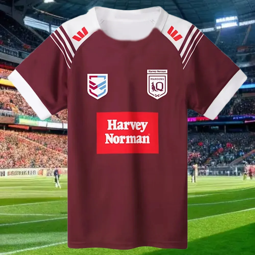 Pakaian Jersey Baru 2425 Kaus Pria Seragam Latihan Rugbi NRL Ukuran Besar Kaus Jersey Lengan Pendek Kualitas Tinggi