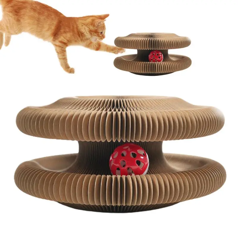 Cat Scratching Board Foldable Cat Scratch Board Cat Ball Track Toy With Ball Cat Ball Track Toy Cat Accordion Toy Cat Scratcher