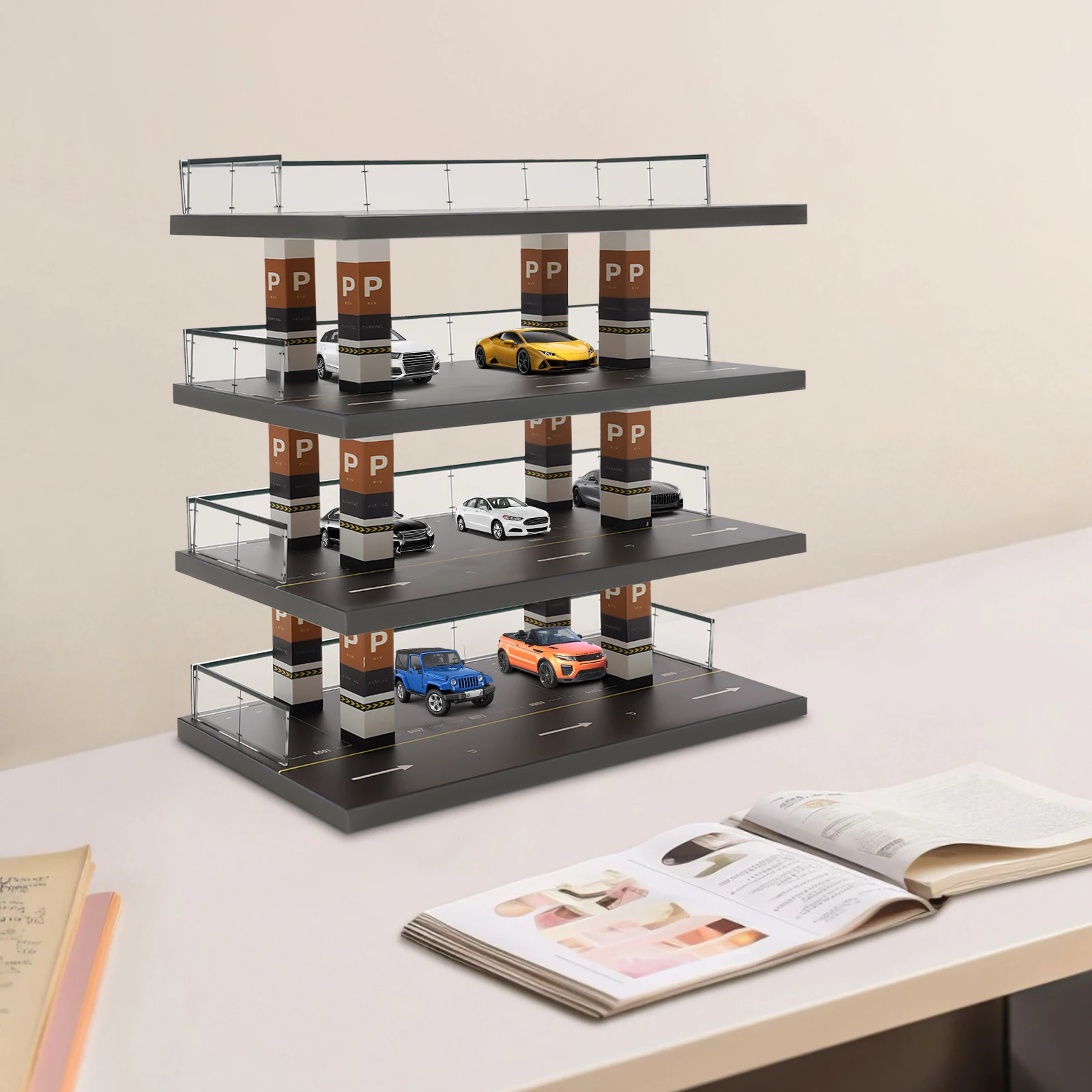 

1:64 Diorama Parking Car Parking Lot Model Diorama Vehicle Garage Showcase NEW