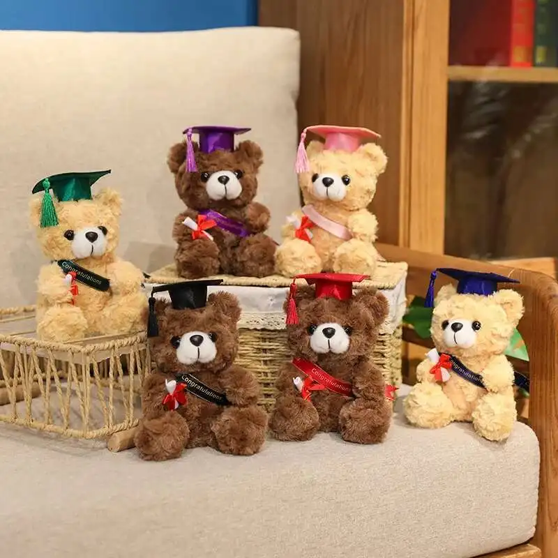 

18cm Graduation Dr.Bear Plush Toy Kawaii Christmas Hat Teddy Bear Soft Doll Boys Girls Students Girlfriend Graduation Gift