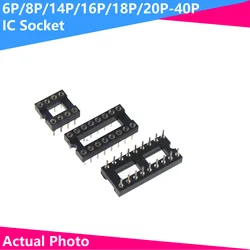 5/10PCS IC Sockets DIP8 DIP14 DIP16 DIP18 DIP20 DIP28 DIP40 Pins Round Hole 2.54 PCB Connector DIP Socket 6 8 14 16 18 20 28 32