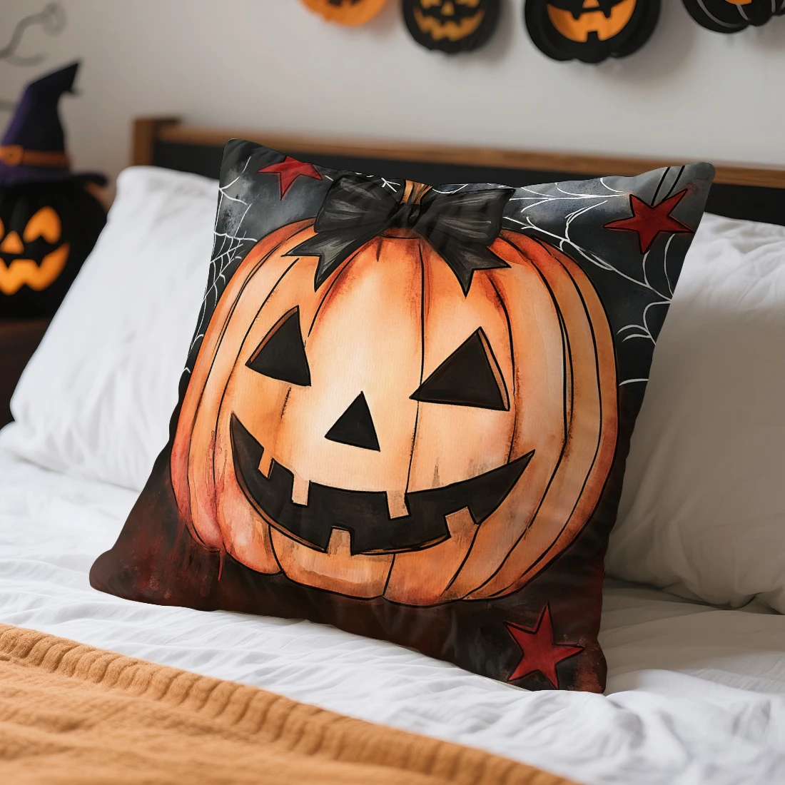 

Halloween Pumpkin Bat Cushions Pillowcase Polyester Cushion Cover Throw Pillow Sofa Decoration Pillowcover Home Decor