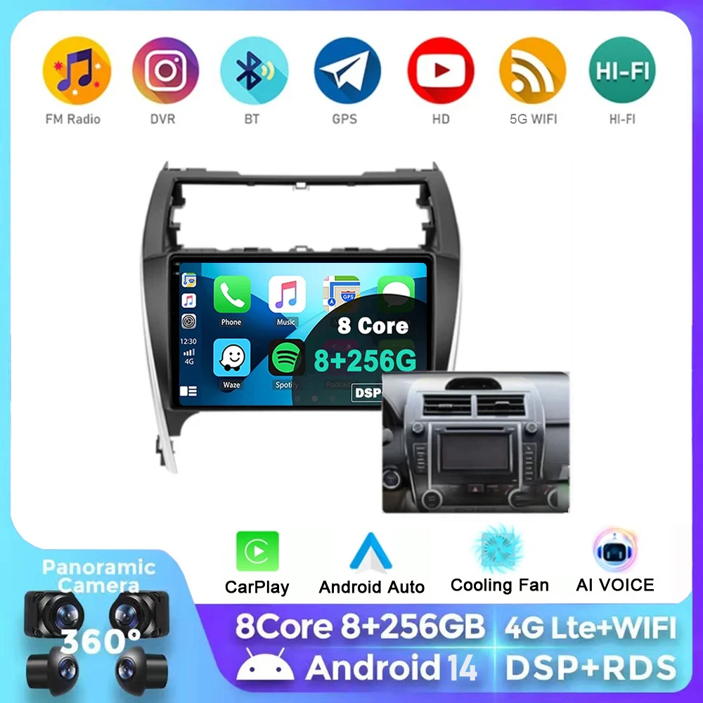 

Android 14 Car Radio Auto For Toyota Camry 7 XV 50 55 US Version 2012-2017 Multimedia Player Navigation Stereos Carplay GPS 4G