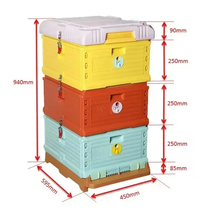 

For Beekeeping Hive 3 Tier 10 Frames Lang Style Honey Bee Hive Insulated Plastic Multi-Purpose Plastic Bee Hive