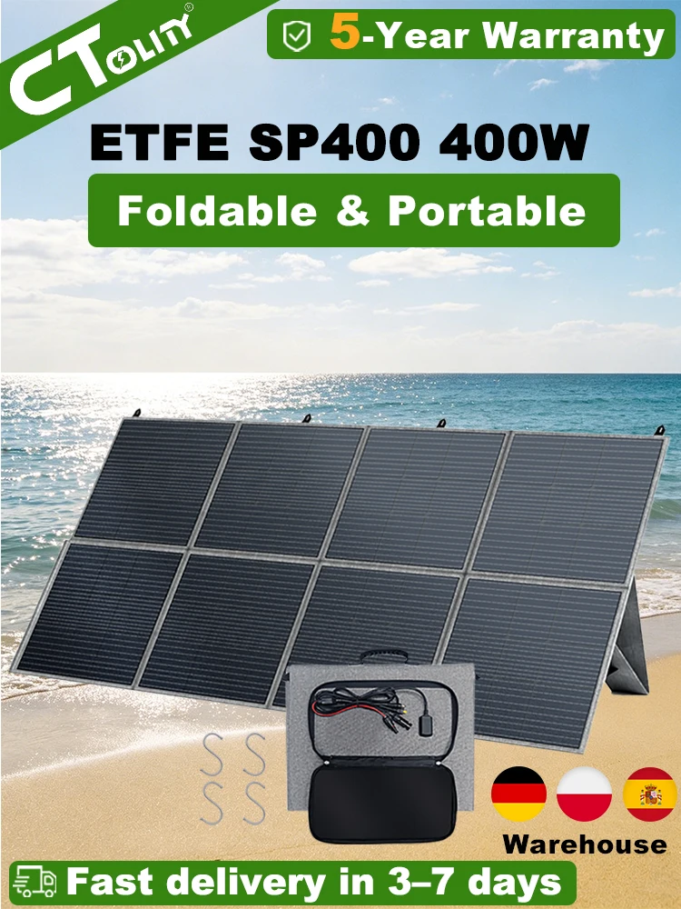 CTOLITY 400W ETFE Solarpanel, faltbar, tragbares Solarladegerät für Solargenerator-Kraftwerke, 23% hoher Wirkungsgrad, SP400 41V 9.8A für Camping, Wohnmobil, Yacht und netzunabhängiges Leben,