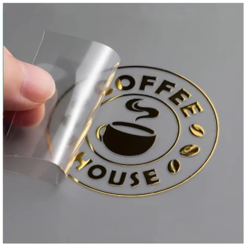 Custom Transfer 3D Sticker Shiny Gold Silver Transfer Sticker Company Logo Wedding UV Print Personalized Transfer Sticker