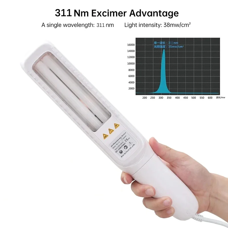 308nm UVB Ultraviolet Phototherapy Lamp Instrument for Vitiligo Psoriasis Skin Treatment and Therapy Treatment Light