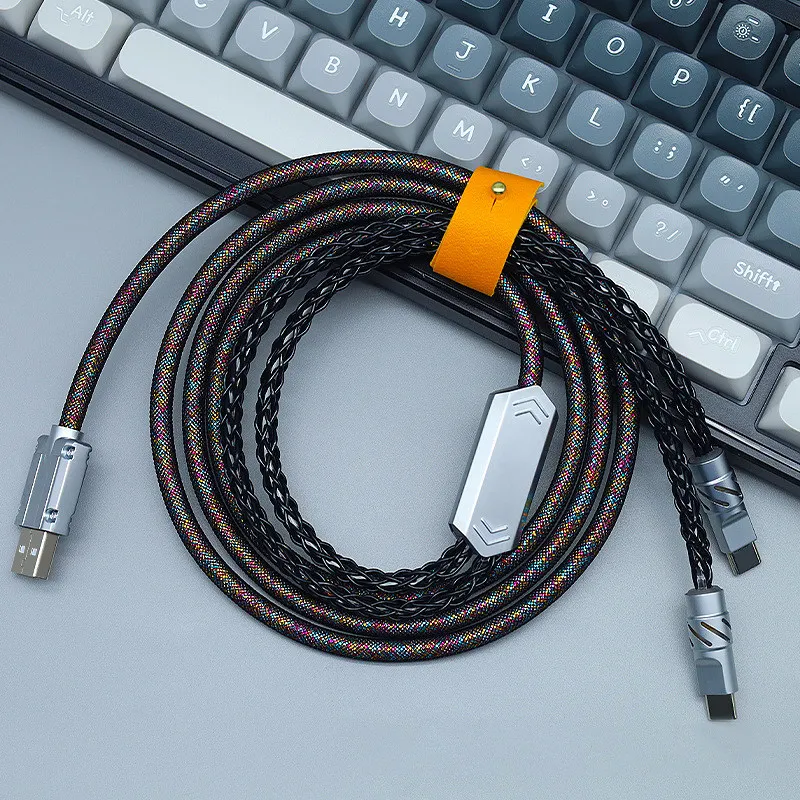 8k Aviator Aviation Plug Wire 150cm±3 2-in-1rgb Customization Of Weaving Magnetic Axis Luminous Keyboard Cable Accessory