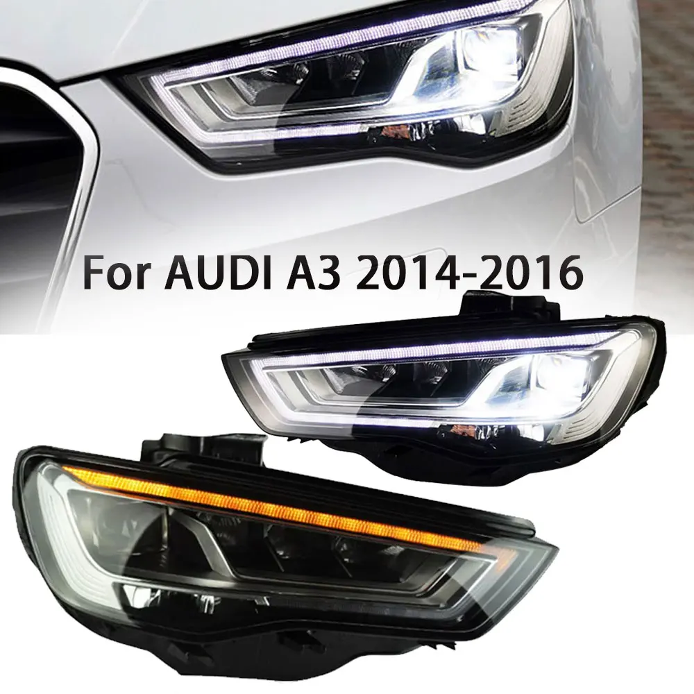 

For Audi A3 headlight assembly 2014-2016 models modified 2017 Style LED front lens daytime running light flow modification