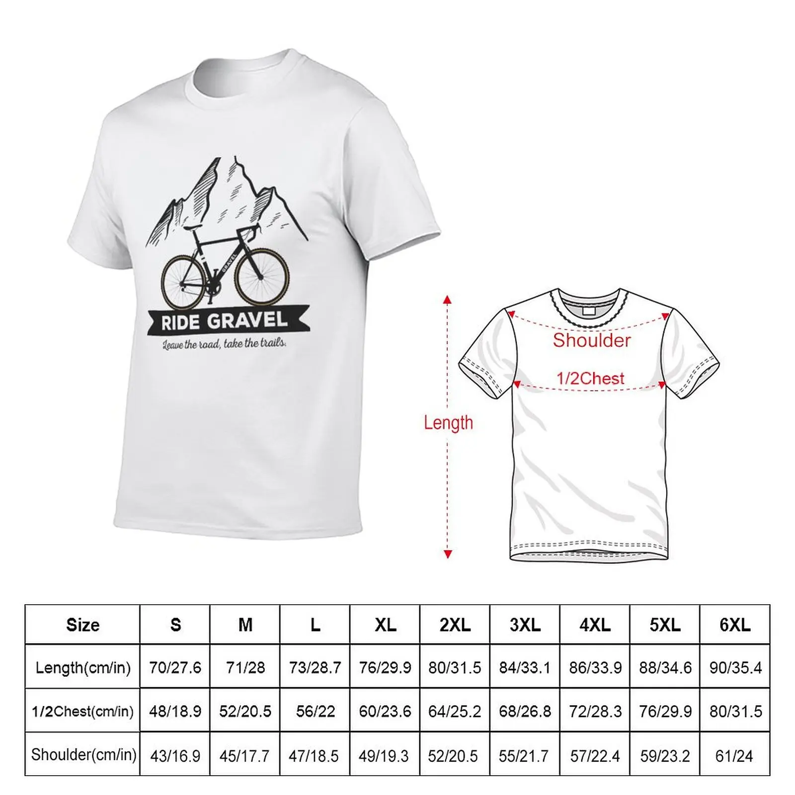 Ride Gravel Bike Cyclocross Bicycle and Bikepacking for Cyclists T-Shirt Street Style Casual Tee Shirt