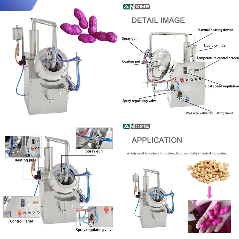 for BYC-300 Automatic Smart Snack Chocolate Peanut Film Coating Machine Food Candy Bean Candy Coating Machine