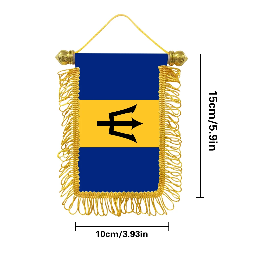 Barbados small hanging flag 10x15cm triangular flag car decoration hanging flag double-sided pattern with suction cup