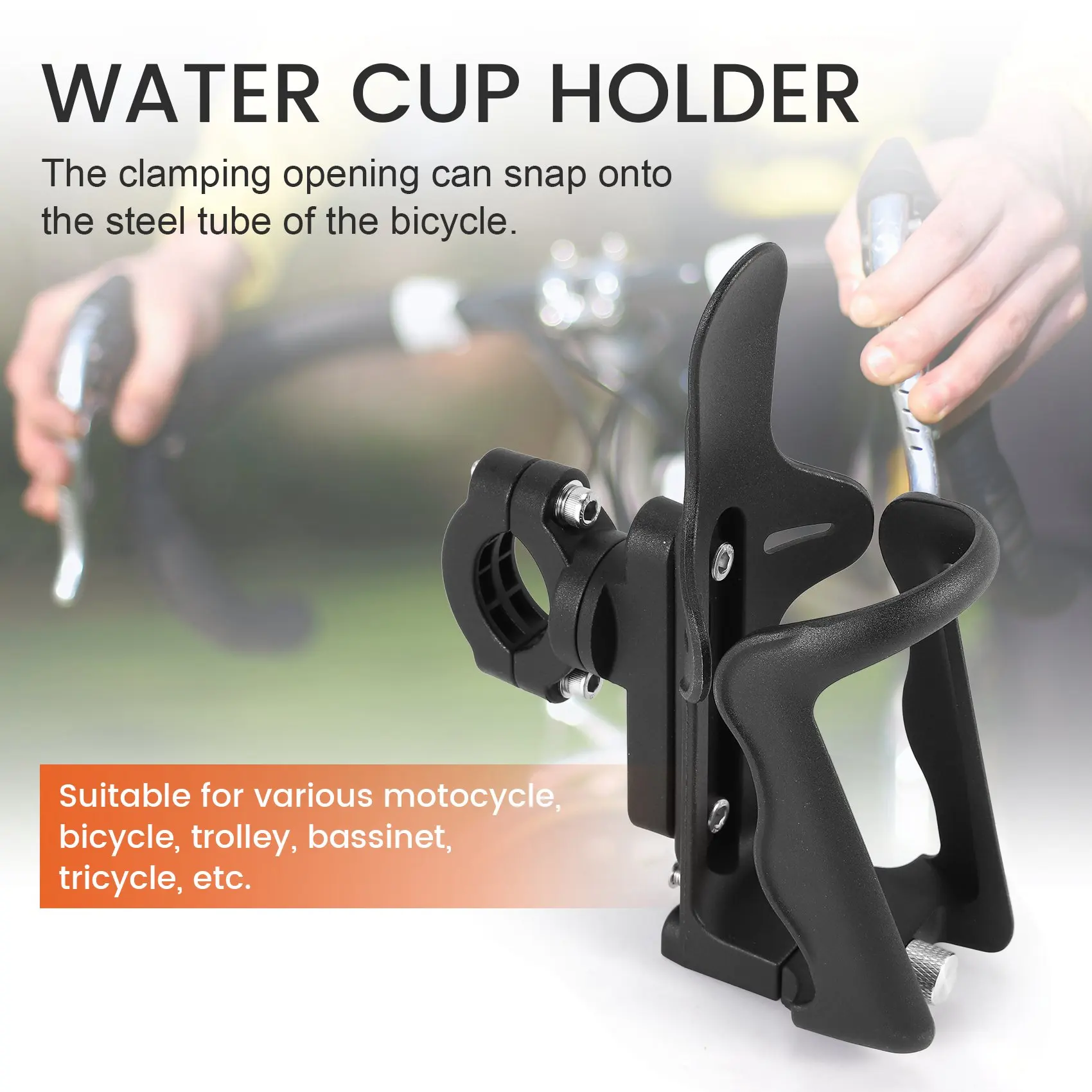 A73Q-Motorcycle Cup Holder Drink Holder Rotation Handlebar Bike Water Cup Holder Motorcycle Bottle Cage Universal