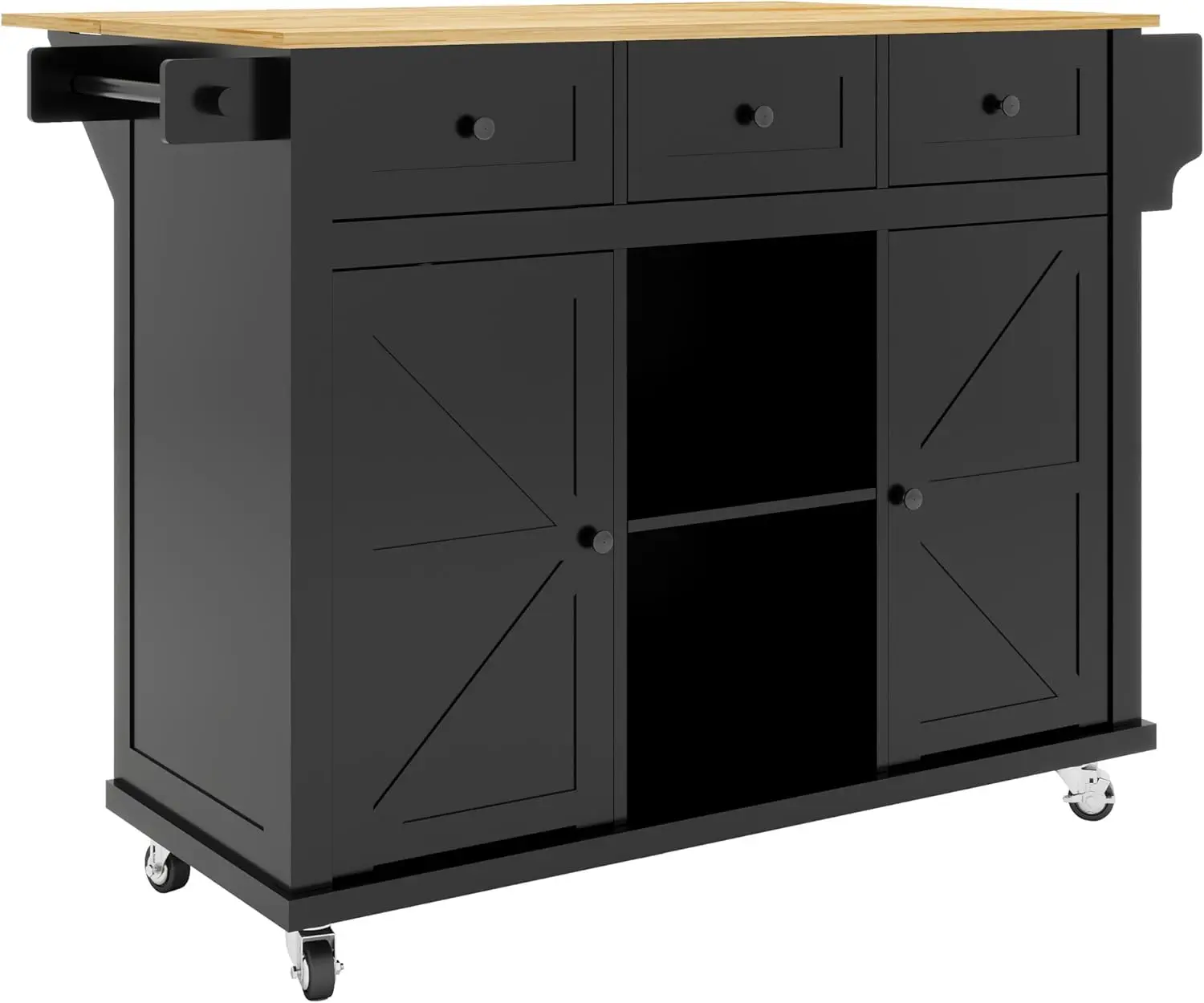 

Mobile Kitchen Island on Wheels, Rolling Kitchen Island Cart with Drop Leaf, Island Table for with Storage, Isla