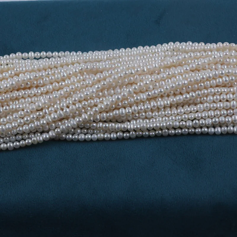 

3-4mm natural white freshwater potato pearl beads strand for jewelry making