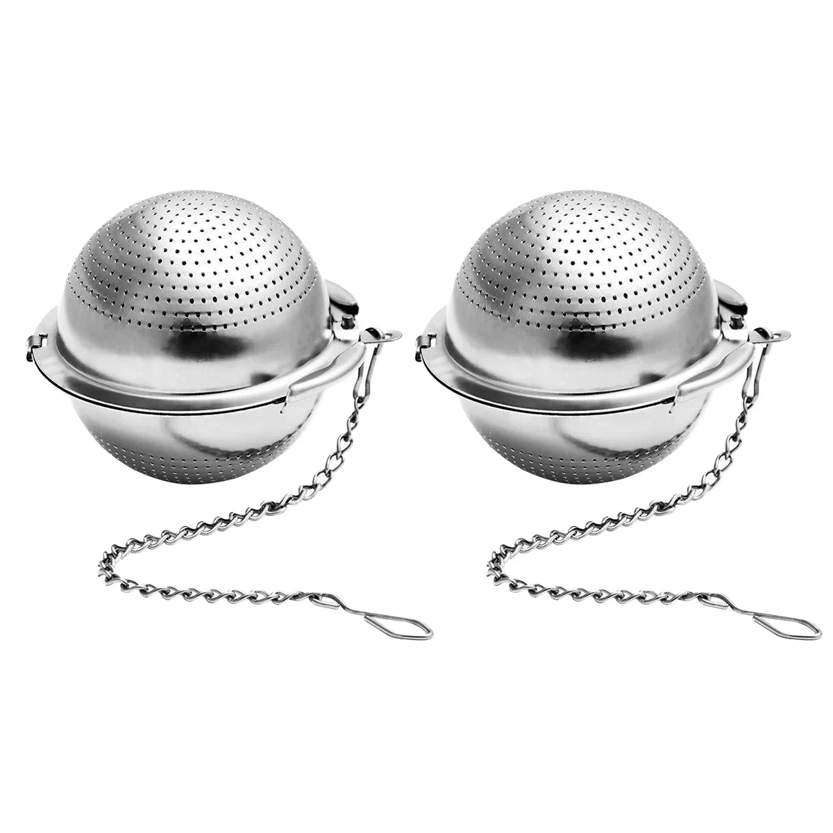 

2pcs Stainless Steel Filter Ball Tea Strainer For Loose Leaf Herbs Spices Modern Design Practical Chic Tea Leaker