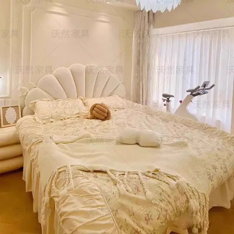 Luxury European Bed Double Modern Girls Beauty Frame Wooden Space Saving Bed Sleeping Safe Letto Matrimoniale Home Furniture