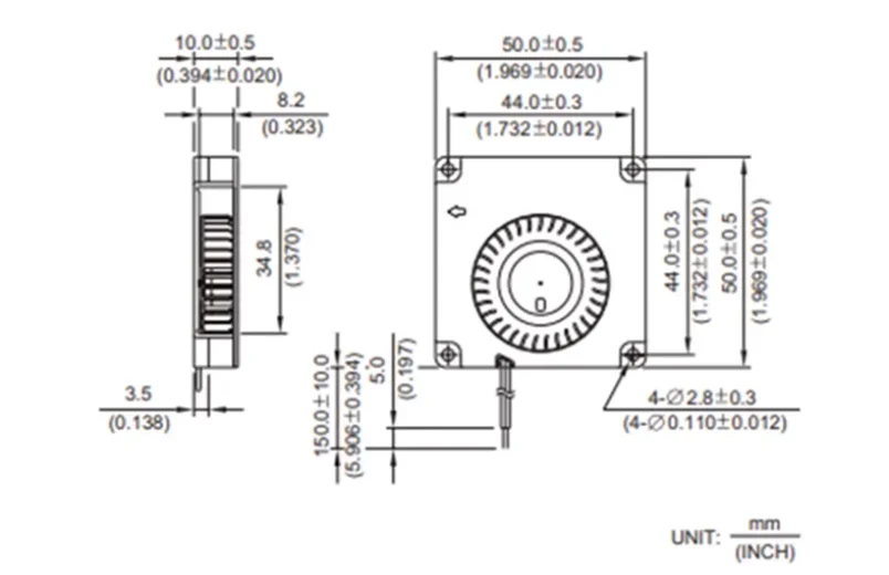DC5V 12V 24V 50 × 50 × 10 ミリメートル 50 ミリメートル産業用制御シャーシルーター統合タービン遠心送風ファン