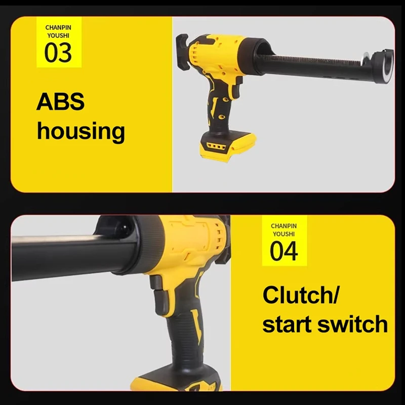 Electric Caulking Gun For Dewalt Battery 21V Cement 6 Speed Adjust Glass Adhesive Glue Seal Sealant Tool Wireless Glass Glue Gun