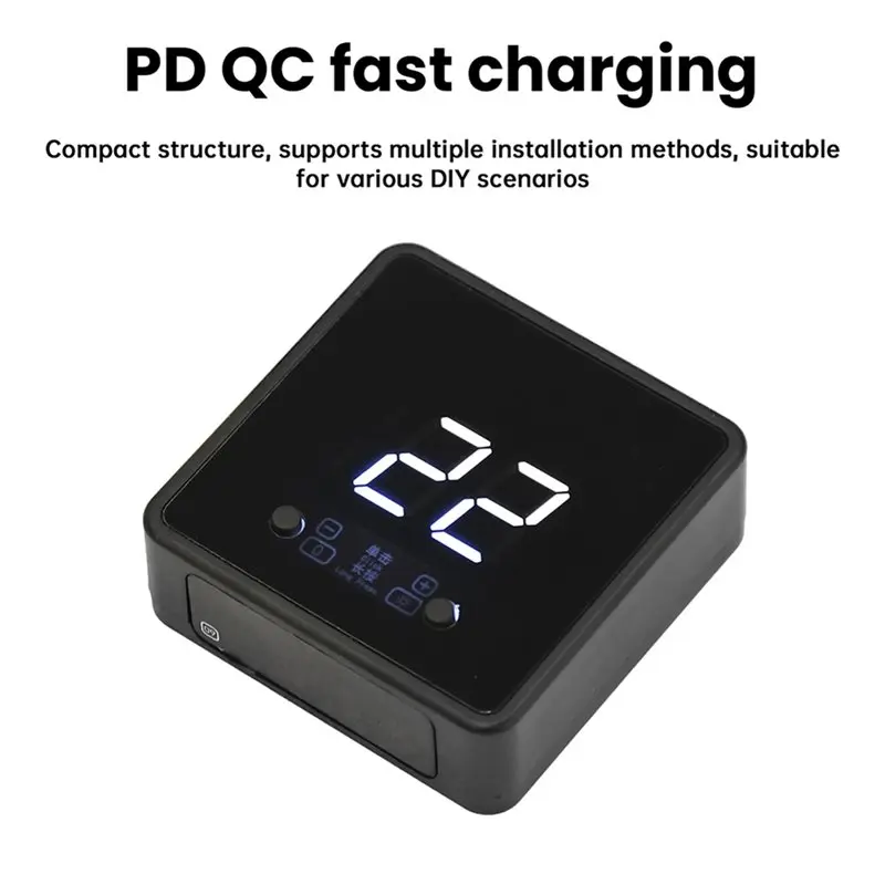 ABKN PWM Fan Speed Controller DC 24V 12V 5V 4-Wire Digital Display Remote Control PD QC Fast Charging for PC Case DIY